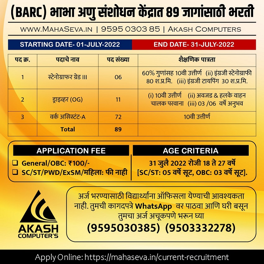 You are currently viewing BARC Recruitment 2022